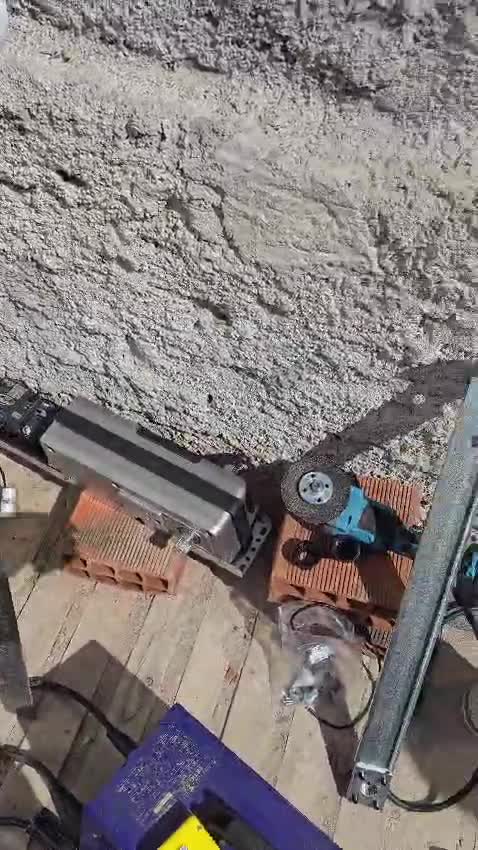 Preparação de trilho e base para motor de portão, com ferramentas
